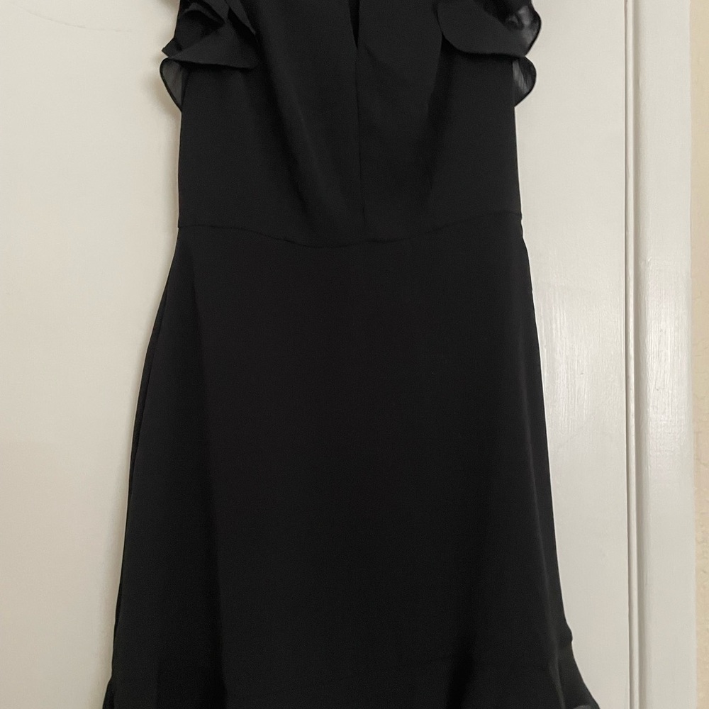 New Look Black Midi Dress with Ruffle Sleeves